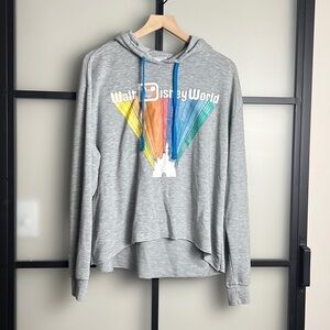 Walt Disney World Rainbow Castle Cropped Hoodie Size XL